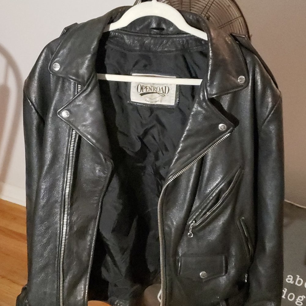 Vintage Black Leather Biker Jacket